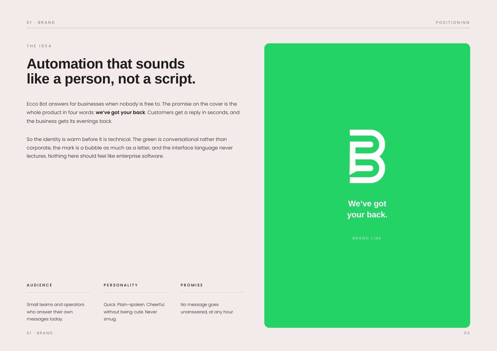 Positioning — automation that sounds like a person, not a script