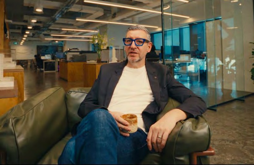 Designer interviewed in the studio lounge