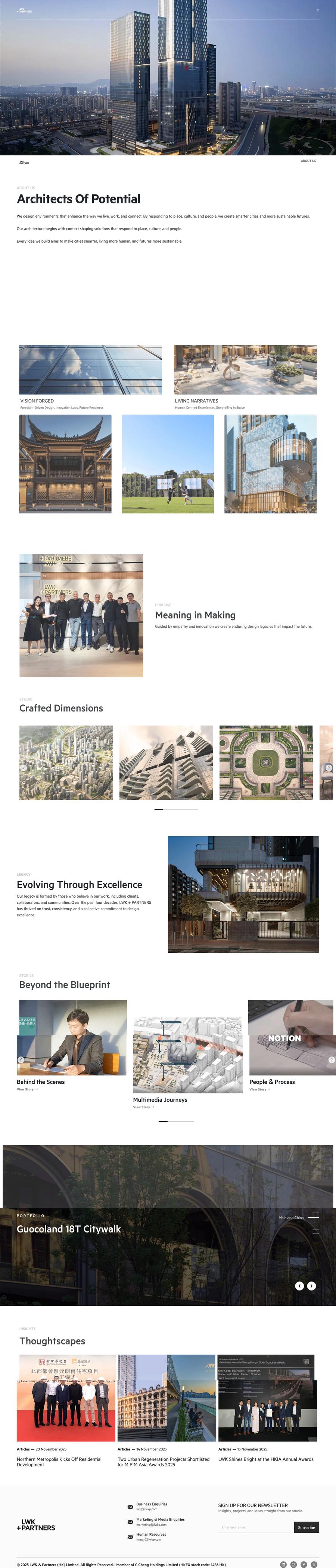 The LWK + PARTNERS website — Architects of Potential, Crafted Dimensions, Beyond the Blueprint and Thoughtscapes