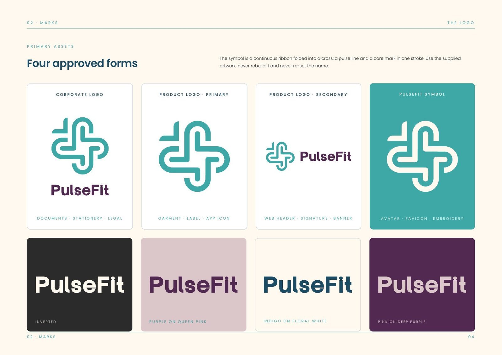 Four approved forms of the PulseFit logo