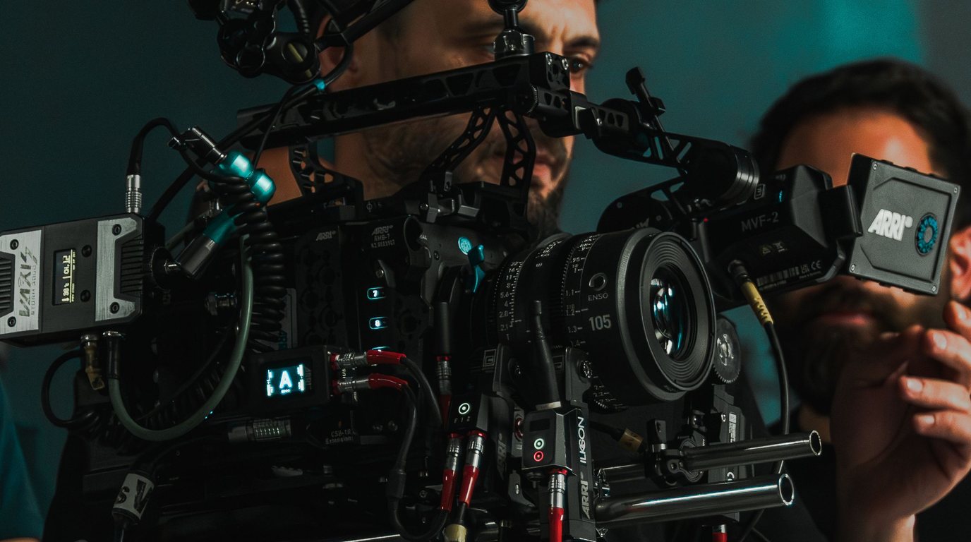 Stock photo: a cinema camera rig and crew on a commercial shoot