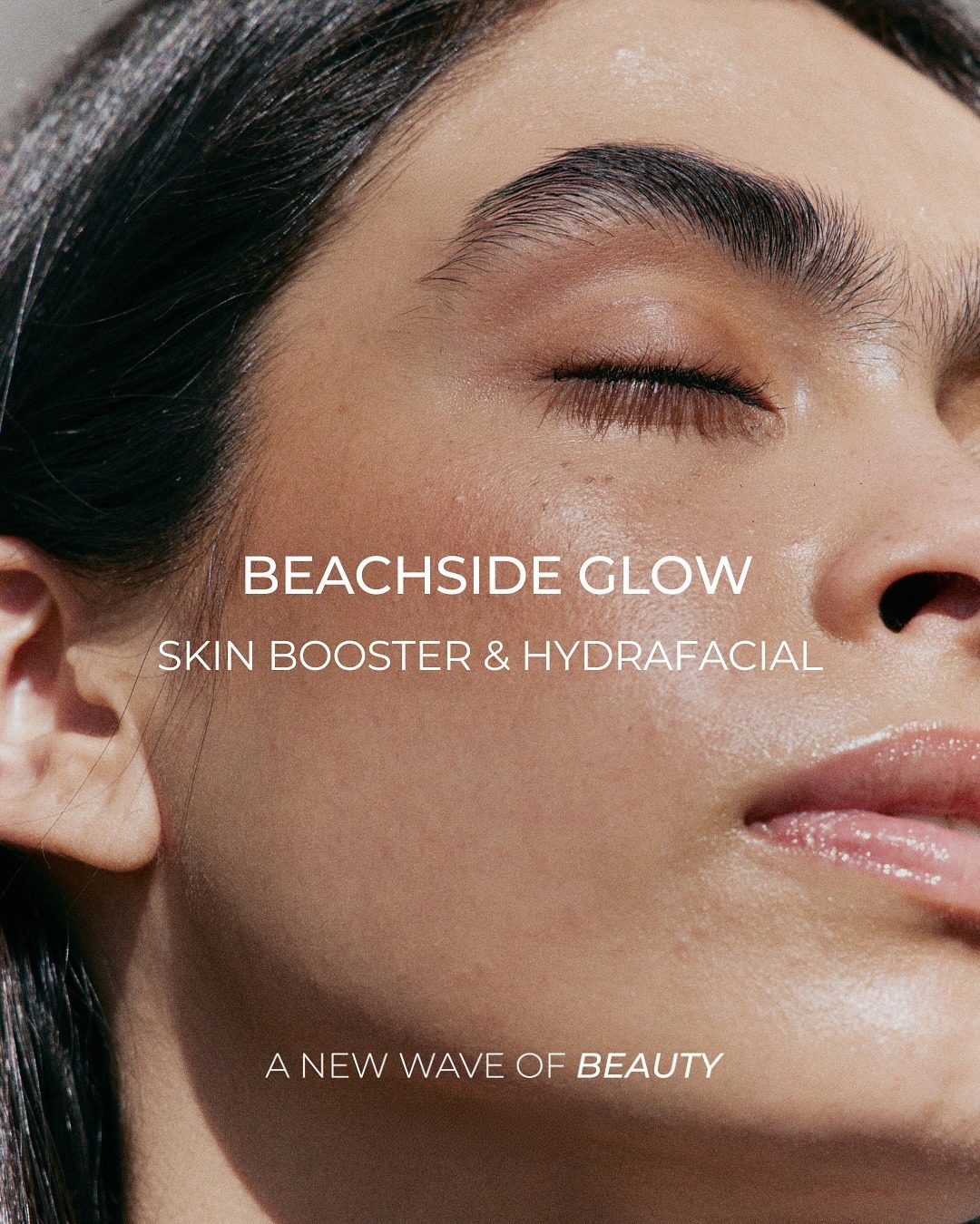 An aesthetic clinic social creative: a close portrait of a woman with glowing skin